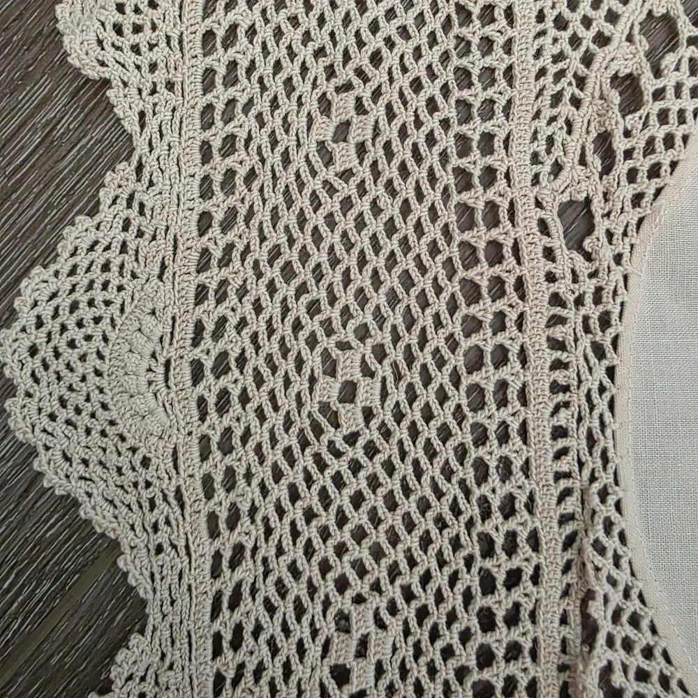 70 Inch round Cotton Crochet Lace Tablecloth Beige Vintage Woven Dining Kitchen